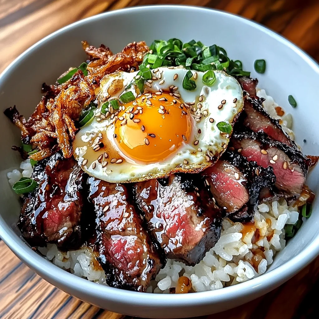 Char Siu Beef Bowl With Crispy Fried Shallots & Sunny-side