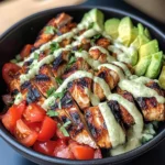 Chipotle Lime Chicken Bowl With Avocado Crema