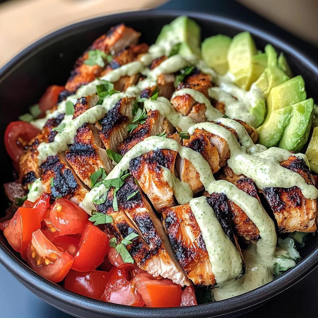Chipotle Lime Chicken Bowl With Avocado Crema