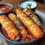 Crispy Mozzarella Sticks With Marinara Sauce & Creamy Dip