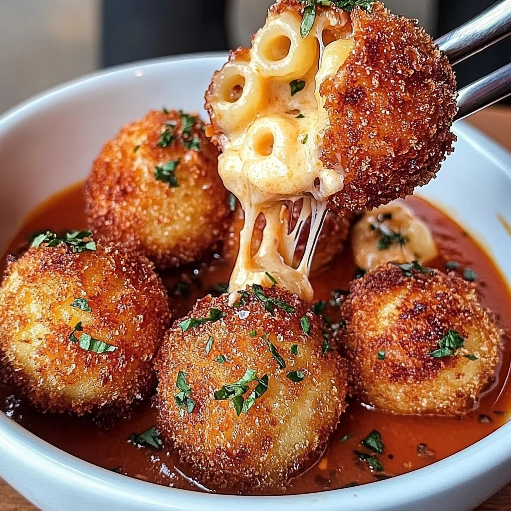Fried Mac And Cheese Balls With Creamy Tomato Sauce