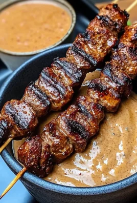 Grilled Beef Skewers With Creamy Peanut Sauce
