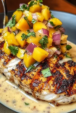 Grilled Fish With Mango Salsa & Creamy Sauce