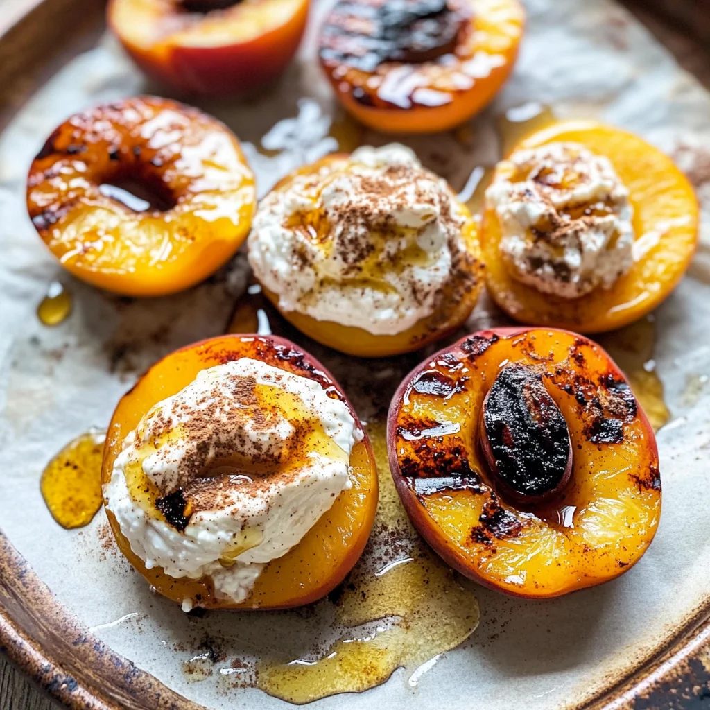 Grilled Peaches with Cinnamon Honey Ricotta