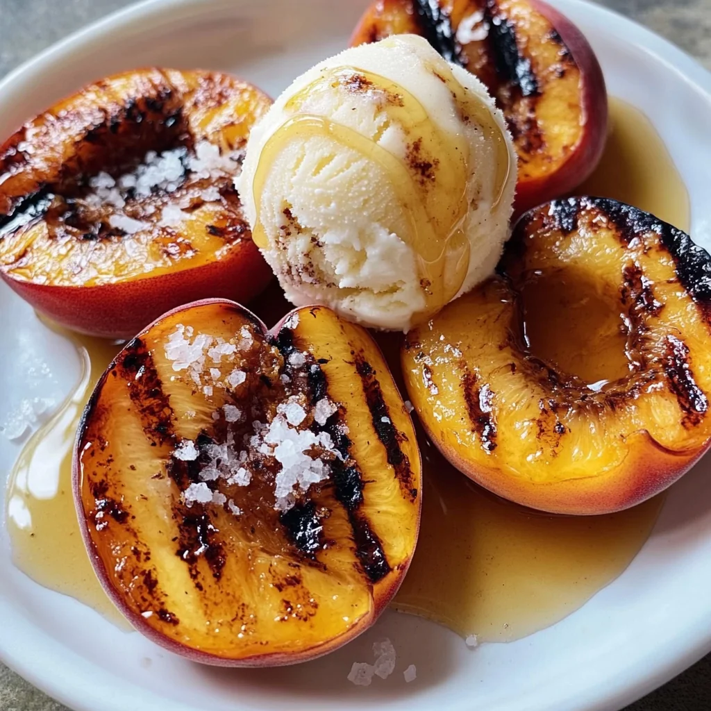 Grilled Peaches with Vanilla Ice Cream