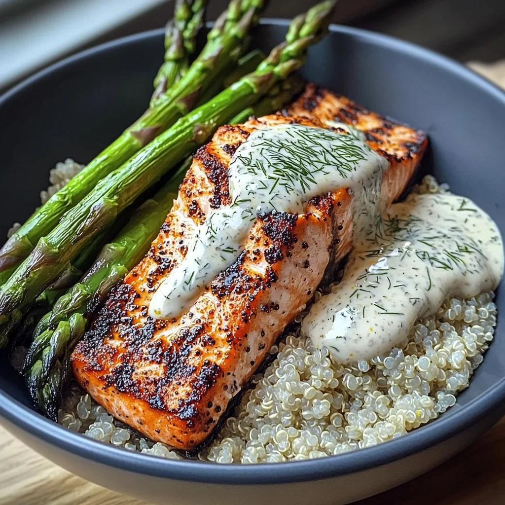 Grilled Salmon, Asparagus, And Quinoa Bowl