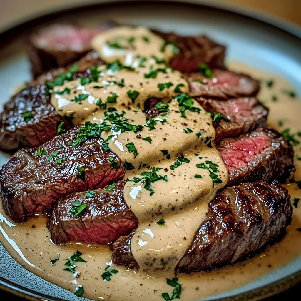 Juicy Steak With Creamy Garlic Sauce