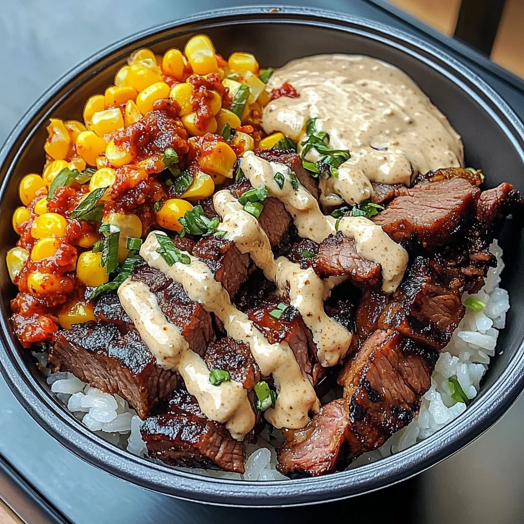 Korean Bbq Beef Bowl With Corn & Creamy Sauce