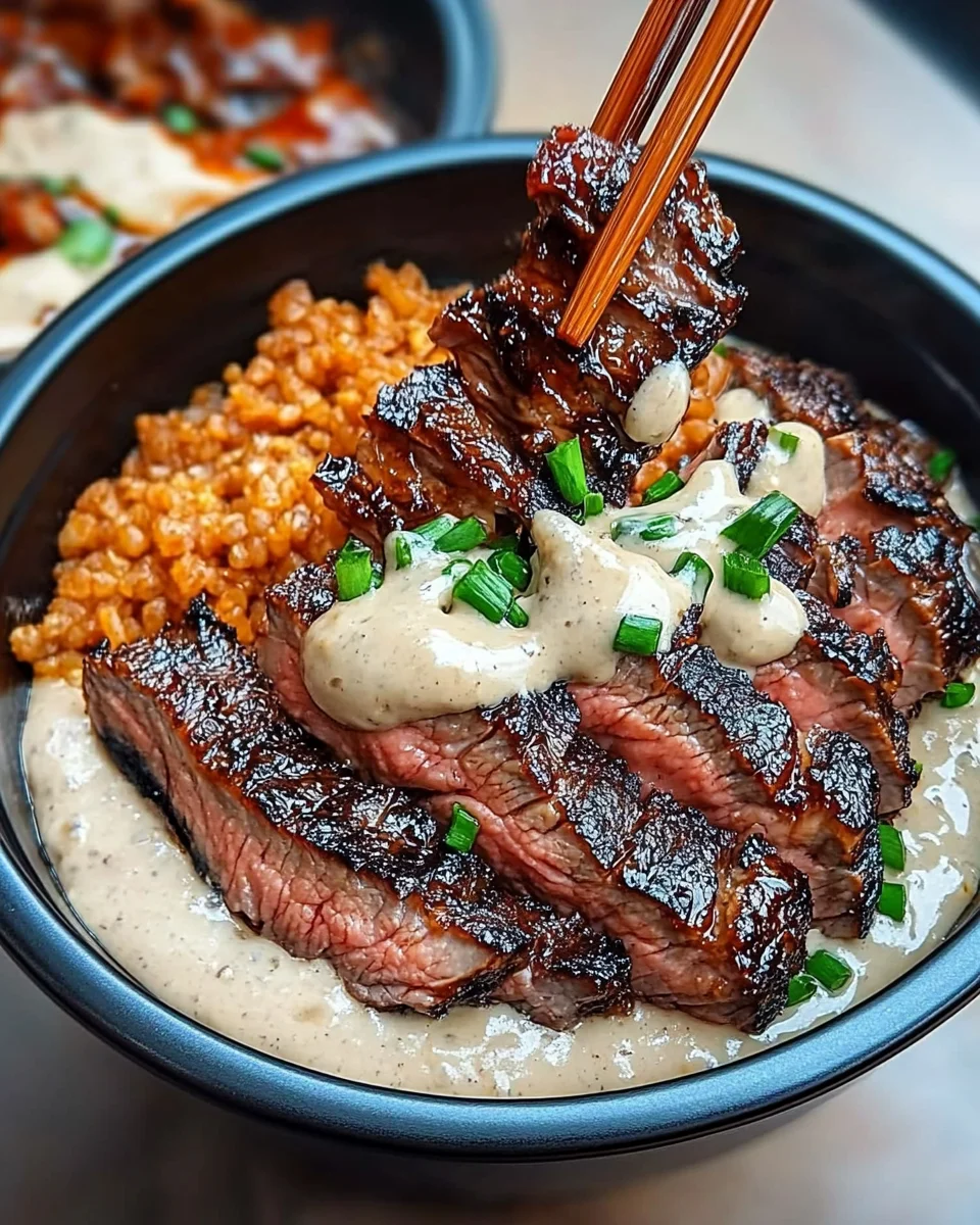 Korean Bbq Steak Bowls With Creamy Sauce