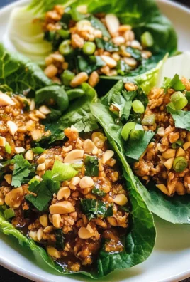 Peanut Chicken Lettuce Wraps with Ginger Garlic Sauce