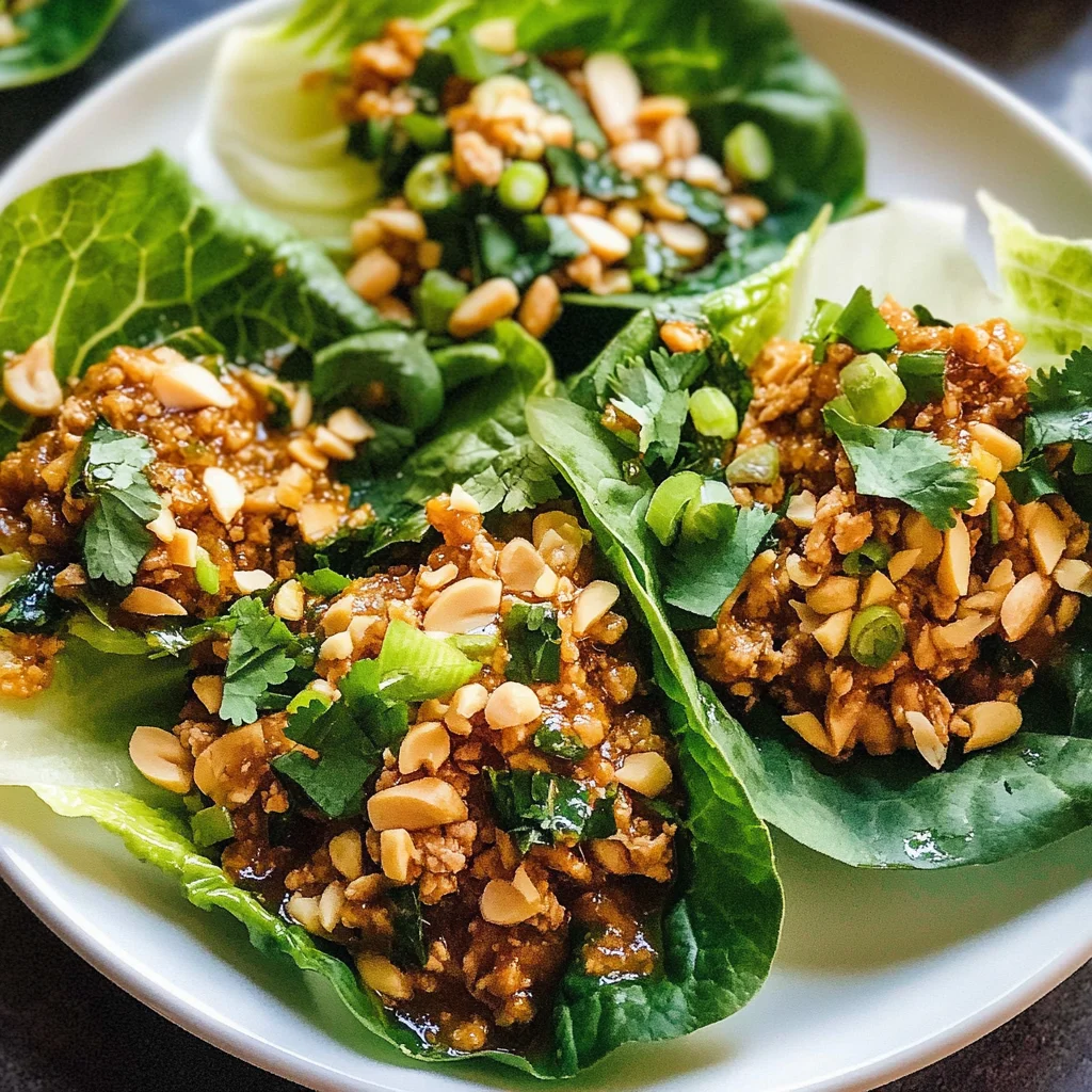 Peanut Chicken Lettuce Wraps with Ginger Garlic Sauce