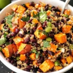 Roasted Sweet Potato Black Bean Quinoa Salad recipe