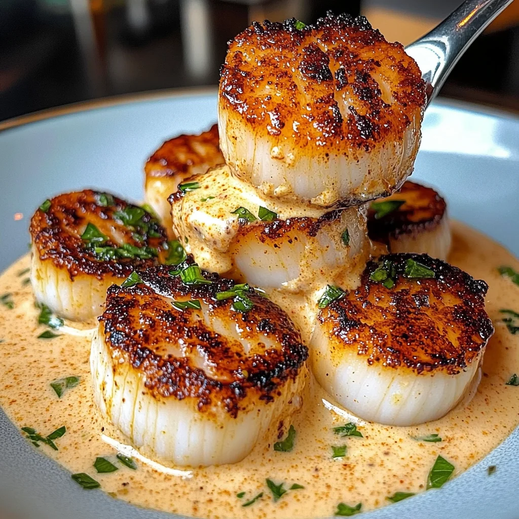 Seared Scallops With Spicy Cajun Cream Sauce