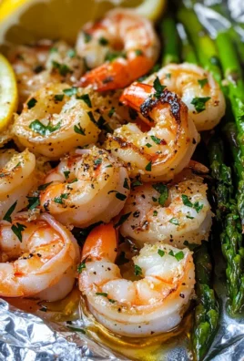 Shrimp and Asparagus Foil Packs with Garlic Lemon Butter Sauce