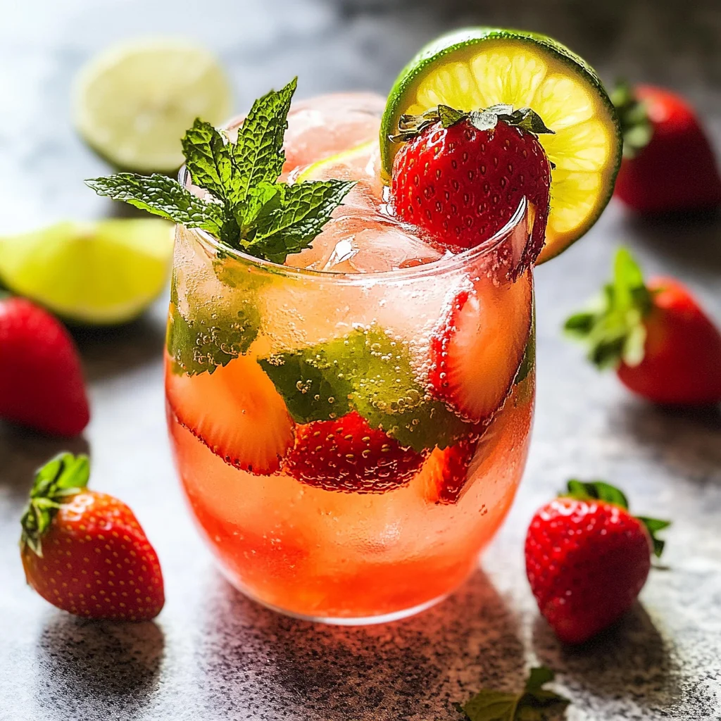 Strawberry Lime lemon juice Smash