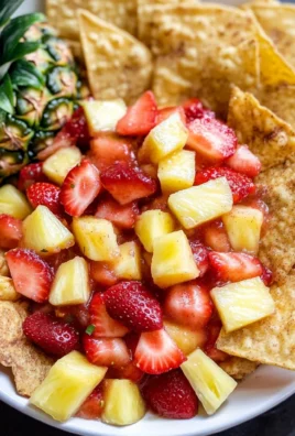 Strawberry Pineapple Fruit Salsa with Cinnamon Tortilla Chips