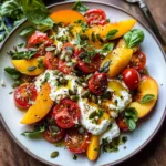 Tomato, Peach, and Burrata Salad