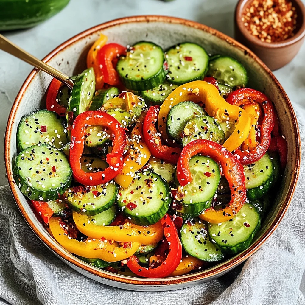 Viral TikTok Cucumber & Bell Pepper Salad