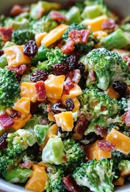 Broccoli Turkey Bacon Salad with Raisins and Cheddar Cheese