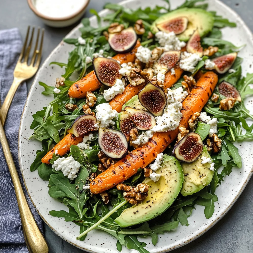 Carrot Arugula Salad with Fig, Goat Cheese & Avocado