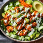 Crispy Buffalo Chicken Salad with Cilantro Ranch {Paleo, Whole30, Keto}