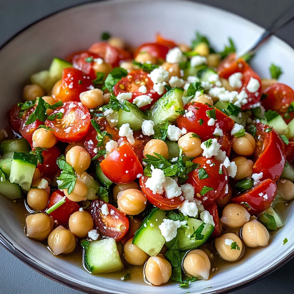 Marinated Chickpeas with Tomatoes and Cucumber
