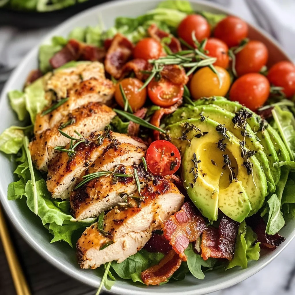 Rosemary Chicken, Turkey Bacon and Avocado Salad