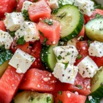 SIMPLE Watermelon + Cucumber + Feta Salad