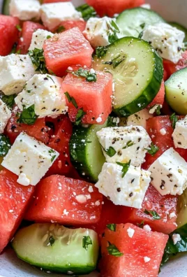 SIMPLE Watermelon + Cucumber + Feta Salad