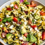 Street Corn Pasta Salad with Cilantro Pesto & Goat Cheese