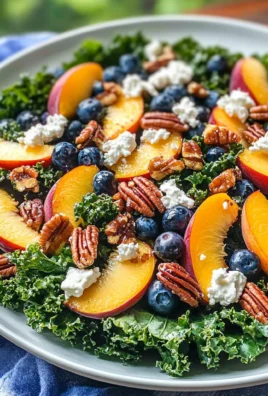 Summer Kale Salad with Peaches and Candied Pecans