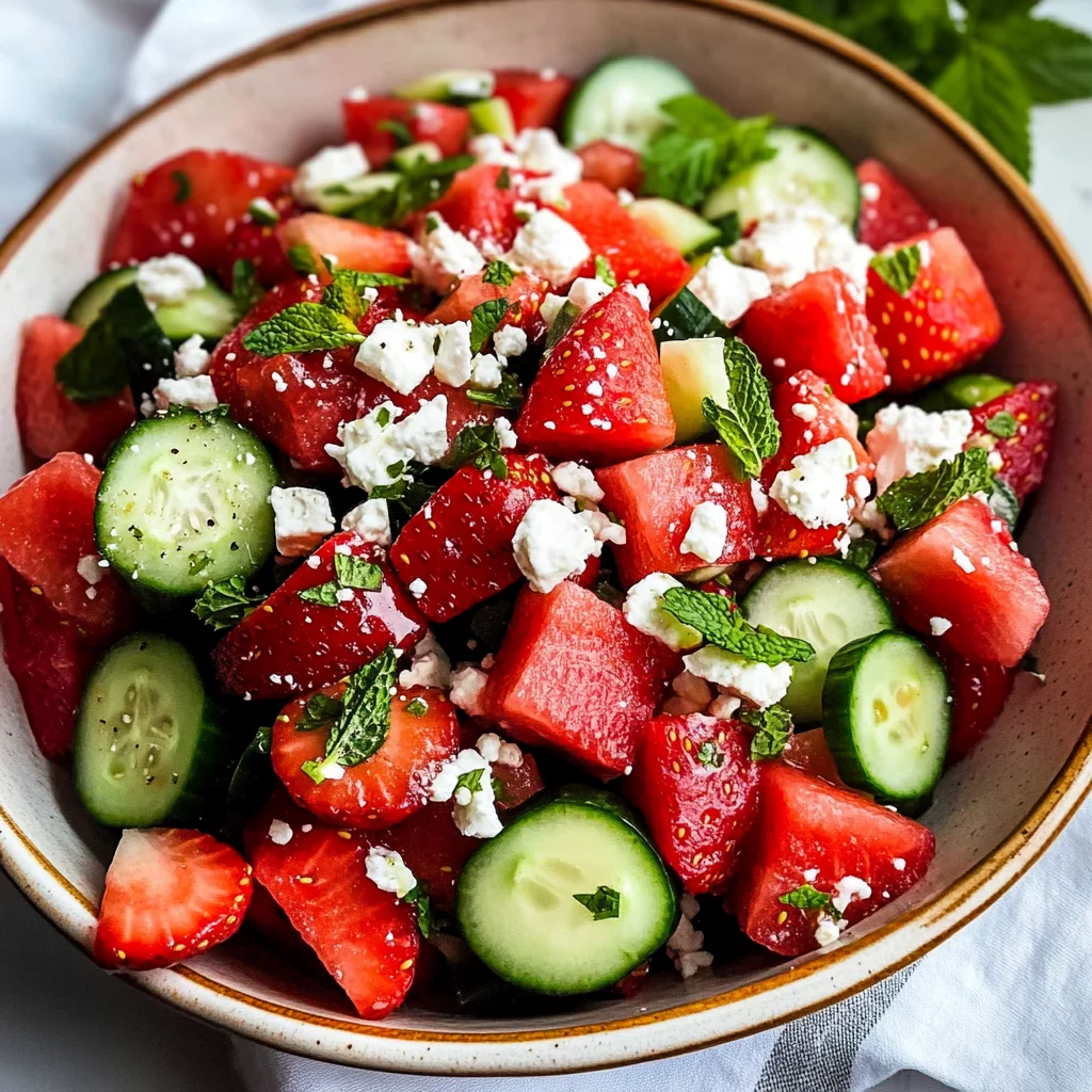 Watermelon Strawberry Cucumber Salad