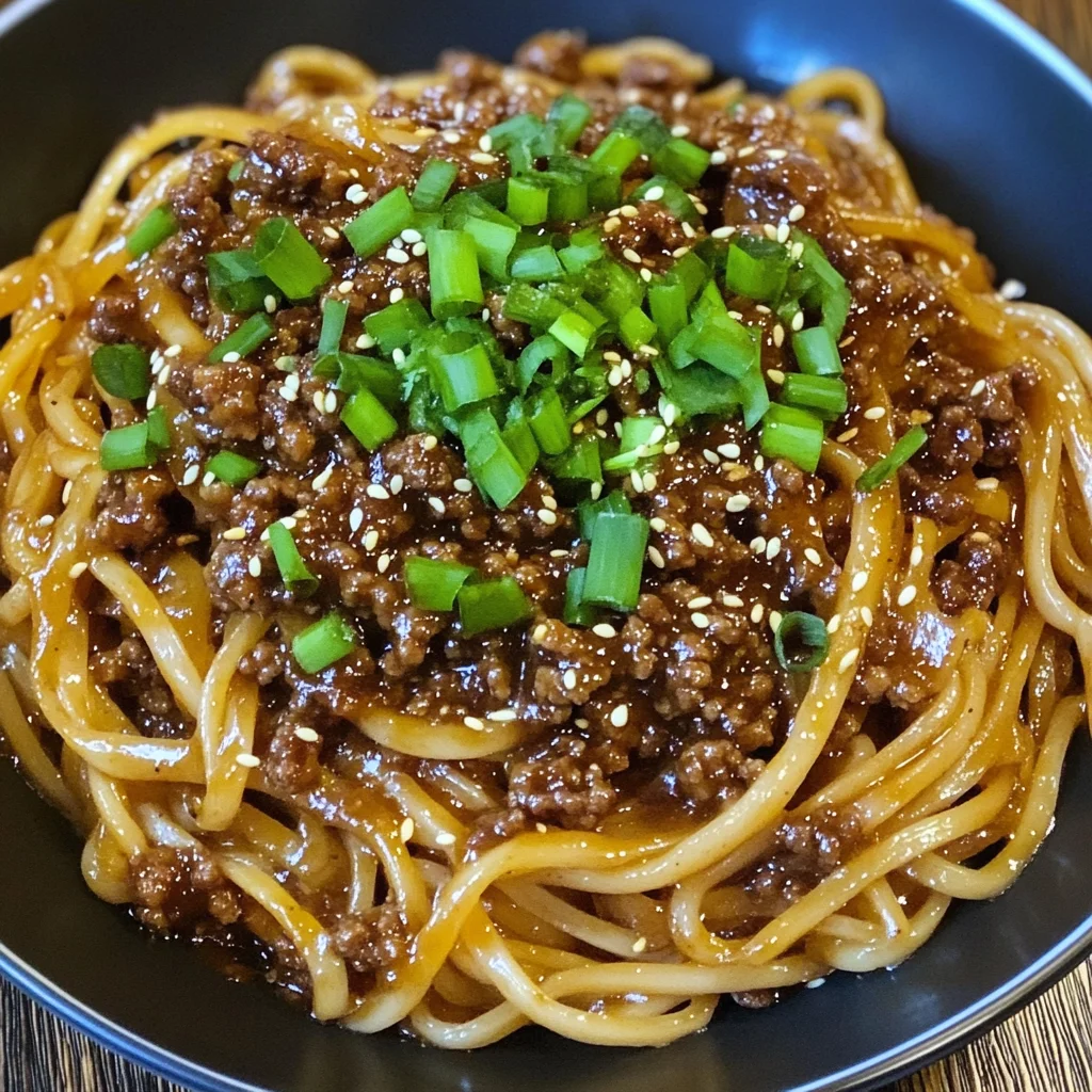 Easy Mongolian Ground Beef Noodles