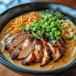 Fiery Chicken Ramen with Creamy Garlic Sauce