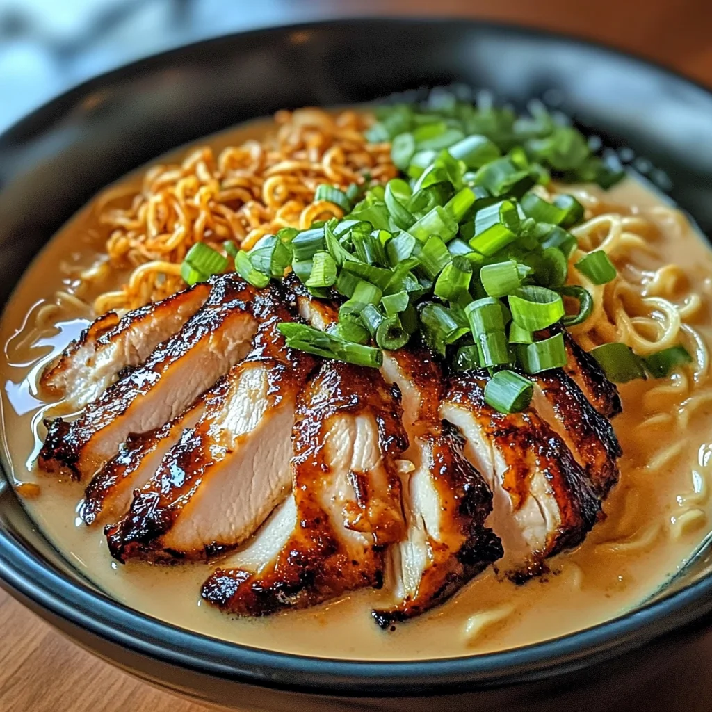 Fiery Chicken Ramen with Creamy Garlic Sauce