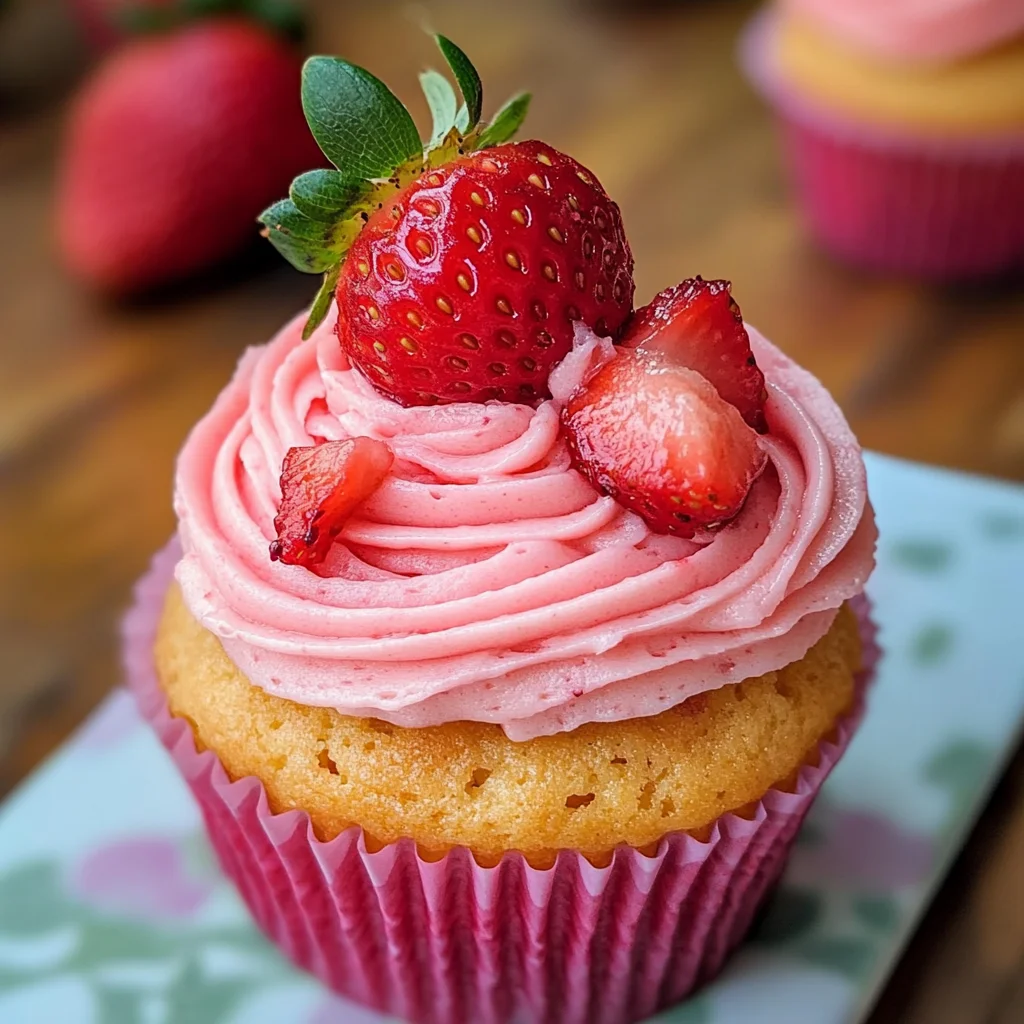 Strawberry Cupcakes with Strawberry Buttercream Frosting