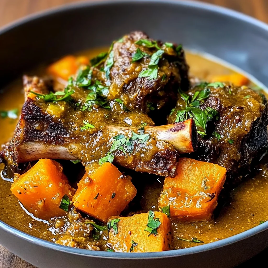 Coconut Cream Lamb Shanks with Sweet Potatoes & Coriander