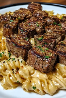 Creamy Garlic Butter Steak Bites with Spicy Cajun Alfredo Twisted Pasta
