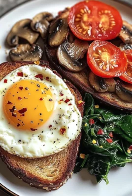 Creamy Tomato & Mushroom Toast Plate with Jammy Eggs & Spinach