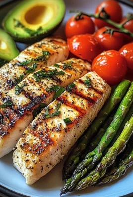 Herb-Grilled Fish with Asparagus, Avocado & Cherry Tomatoes