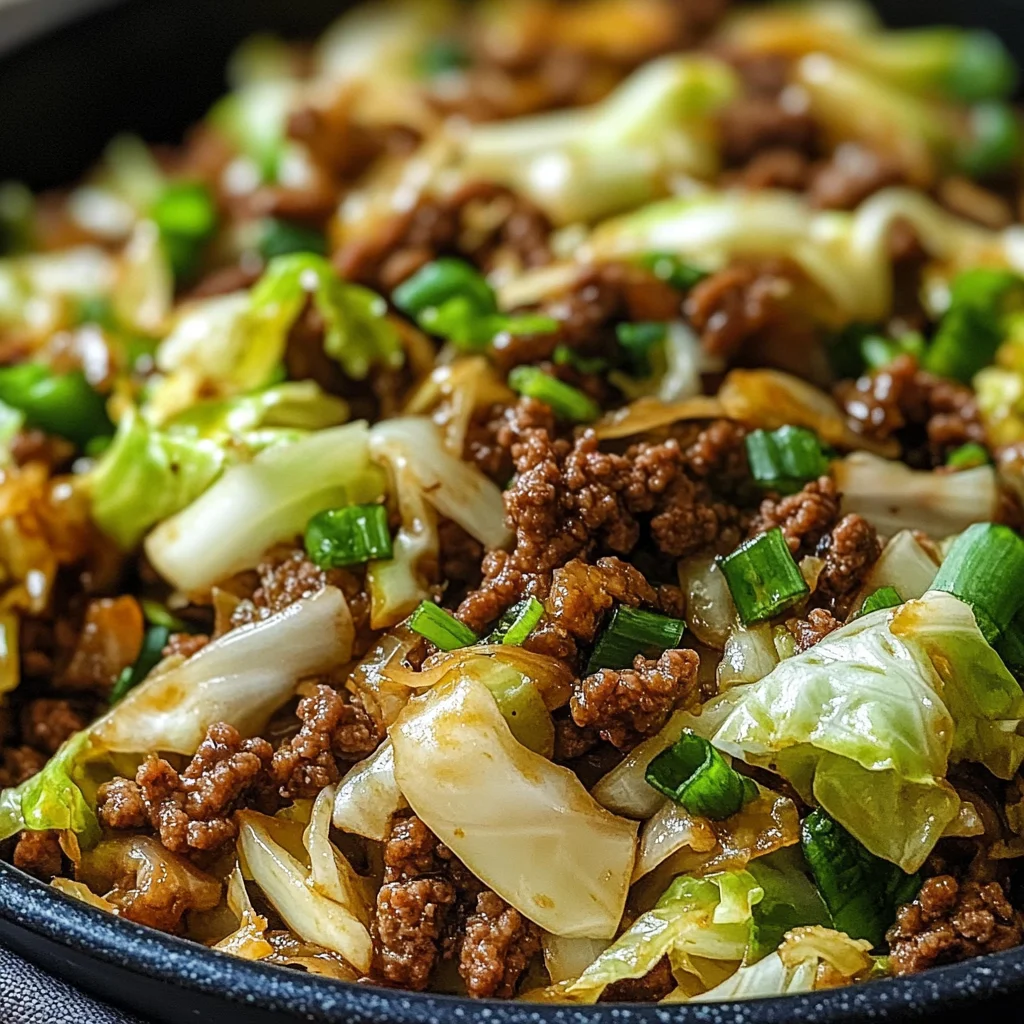 Mongolian-Style Ground Beef Stir-Fry with Crispy Cabbage