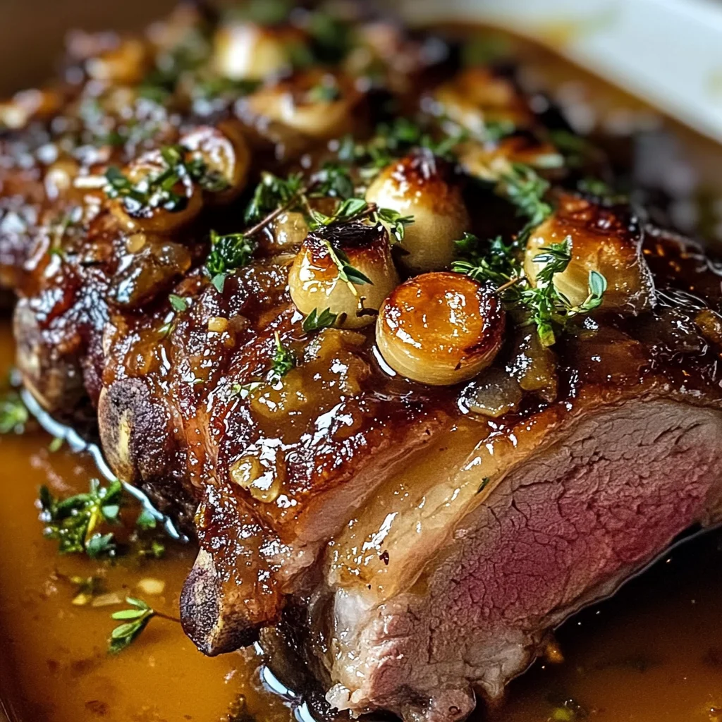 Slow-Roasted Lamb Shoulder with Garlic-Honey Mustard Glaze