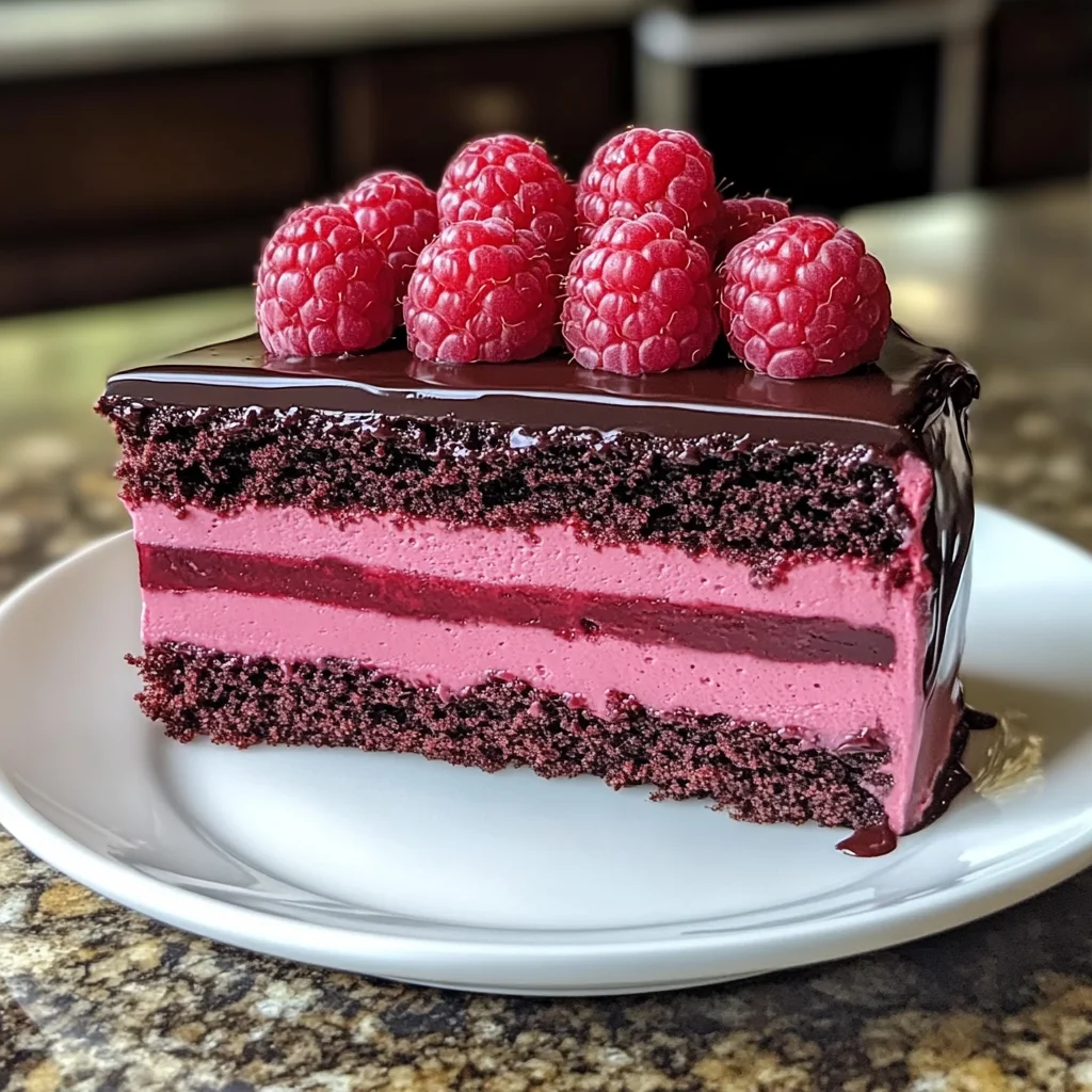 Dark Chocolate Raspberry Mousse Cake