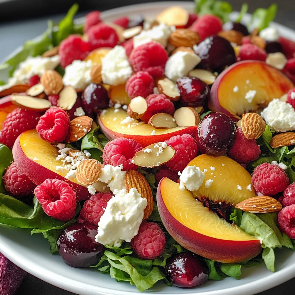 White Peach Raspberry Almond Salad