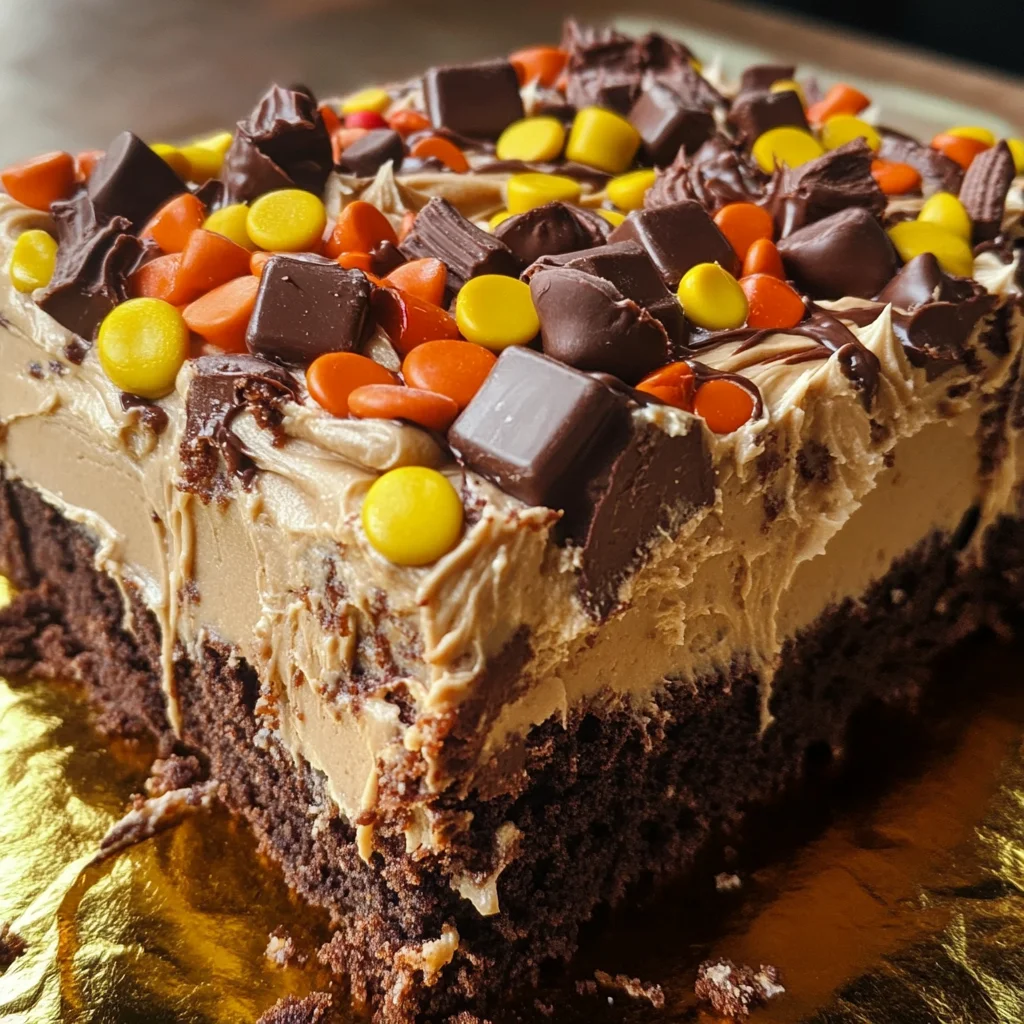 Chocolate Peanut Butter Poke Cake