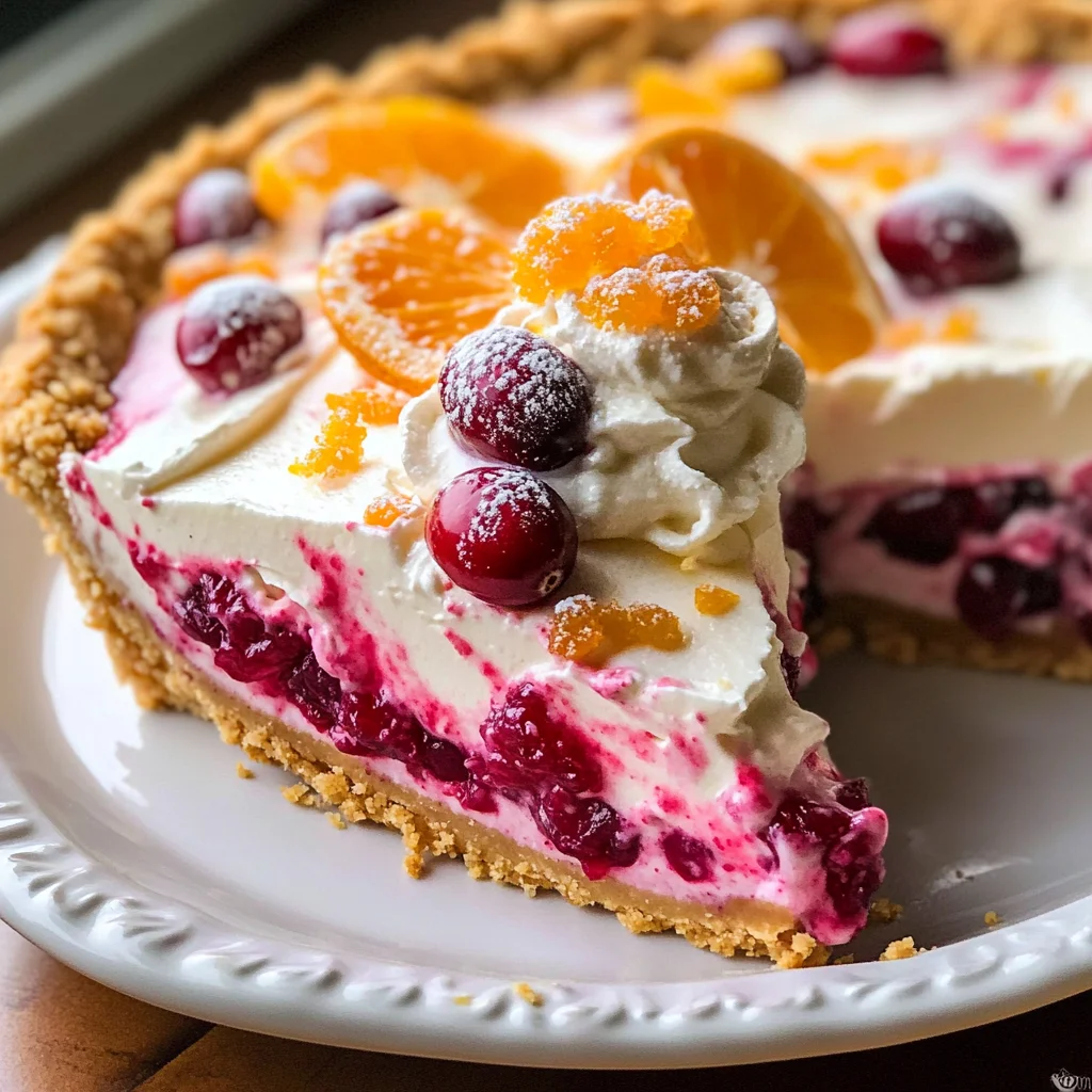 No Bake Cranberry Orange Cream Pie