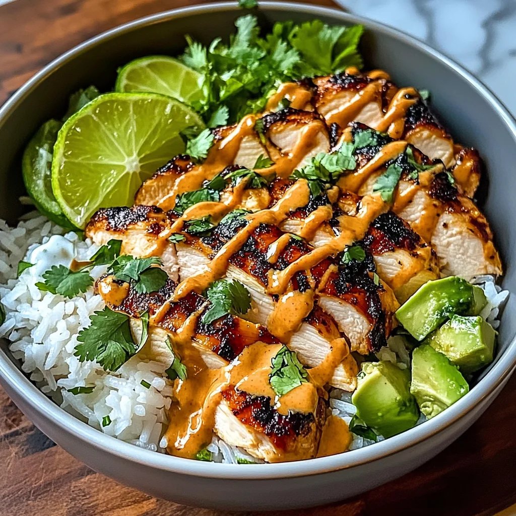 Sweet Chili Chicken Bowl with Coconut Lime Drizzle