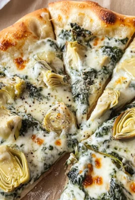 artichoke pizza with spinach parmesan cream sauce