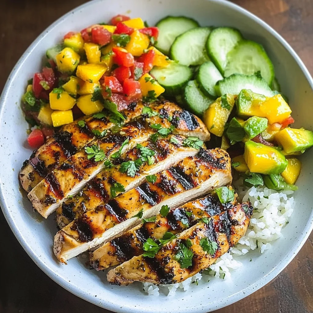 Grilled Cilantro Lime Chicken and Mango Salsa