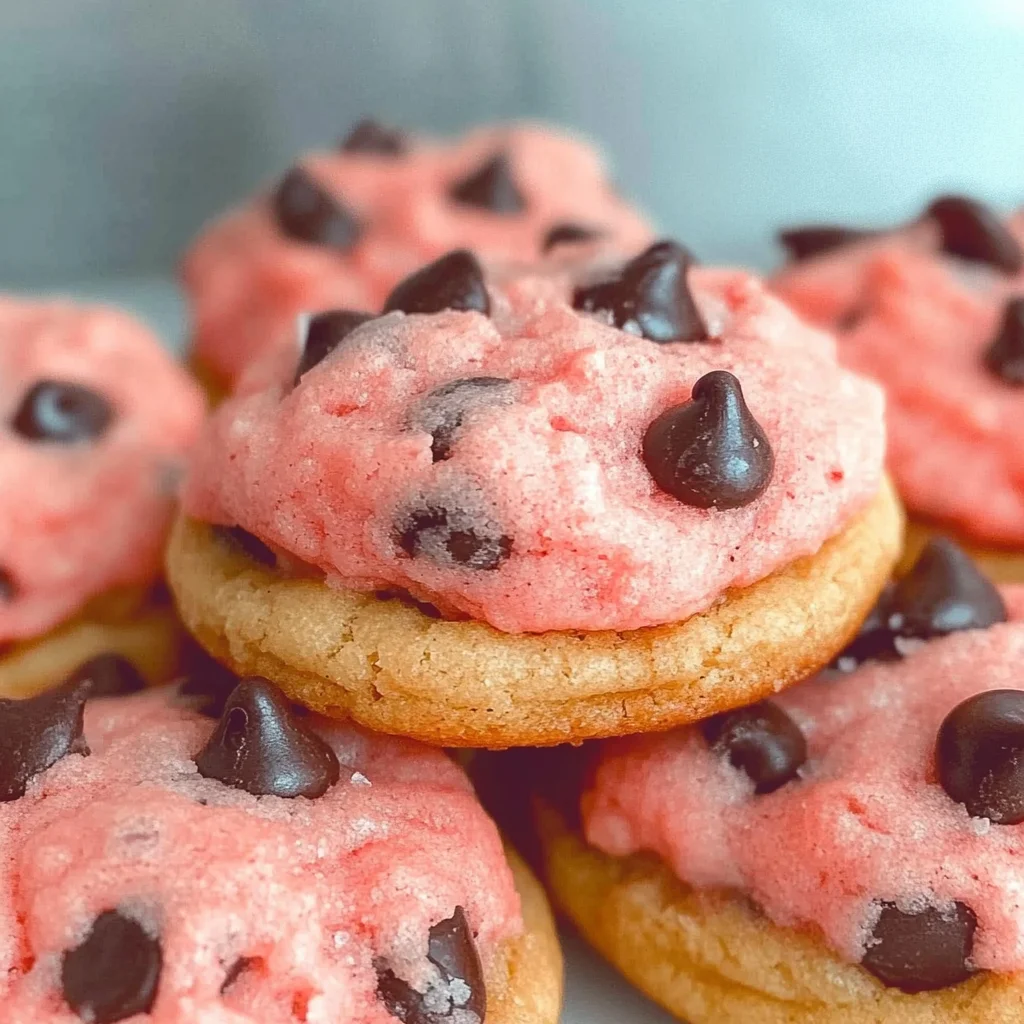 Strawberry Cake Mix Cookies with Chocolate Chips